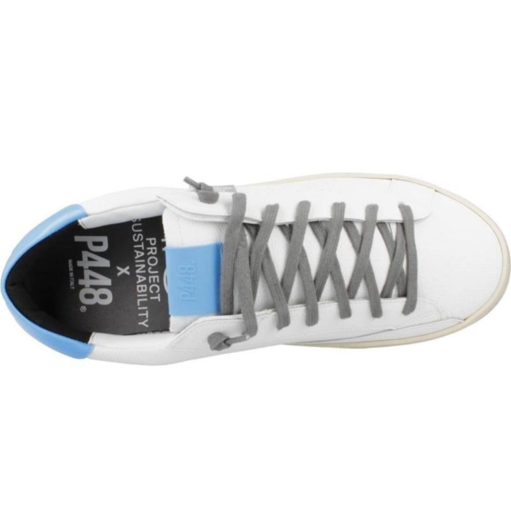 P448 Women’s Sneakers in White with Blue Highlights - Picture 2 of 11